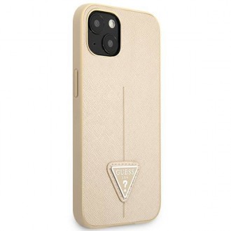 Guess GUHCP13MPSATLE iPhone 13 6,1&quot; béžové/béžové pevné pouzdro SaffianoTriangle Logo