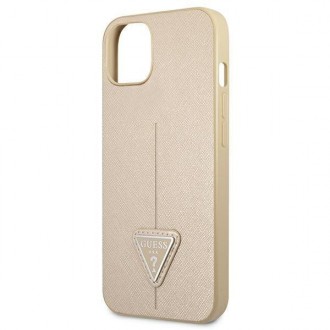 Guess GUHCP13MPSATLE iPhone 13 6,1&quot; béžové/béžové pevné pouzdro SaffianoTriangle Logo
