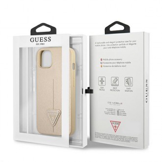 Guess GUHCP13MPSATLE iPhone 13 6,1&quot; béžové/béžové pevné pouzdro SaffianoTriangle Logo