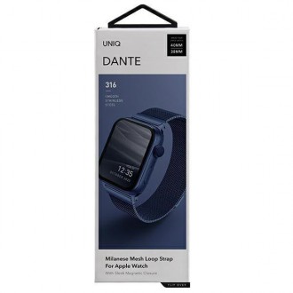 UNIQ pasek Dante Apple Watch Series 4/5/6/7/8/SE/SE2 38/40/41mm Stainless Steel niebieski/cobalt blue