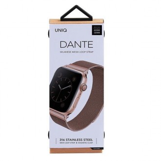 UNIQ pasek Dante Apple Watch Series 4/5/6/7/8/SE/SE2 38/40/41mm Stainless Steel różwo-złoty/rose gold
