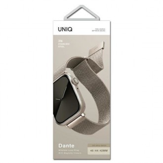 UNIQ pasek Dante Apple Watch Series 4/5/6/7/8/SE/SE2 42/44/45mm Stainless Steel starlight
