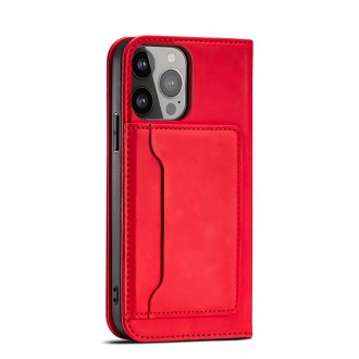 Magnet Card Case for iPhone 13 mini cover card wallet card stand red