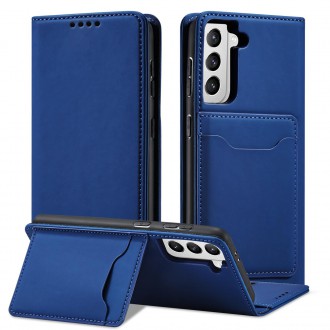 Magnet Card Case Case for Samsung Galaxy S22 Pouch Wallet Card Holder Blue