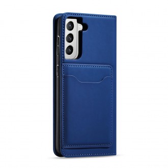 Magnet Card Case Case for Samsung Galaxy S22 Pouch Wallet Card Holder Blue