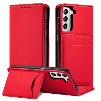 Magnet Card Case Case for Samsung Galaxy S22 Pouch Wallet Card Holder Red