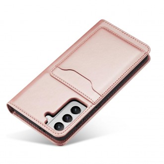 Magnet Card Case for Samsung Galaxy S22 + (S22 Plus) Pouch Wallet Card Holder Pink