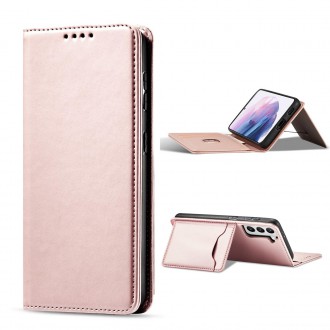 Magnet Card Case for Samsung Galaxy S22 + (S22 Plus) Pouch Wallet Card Holder Pink