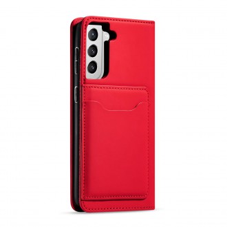 Magnet Card Case for Samsung Galaxy S22 + (S22 Plus) Pouch Wallet Card Holder Red