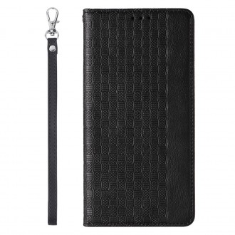 Magnet Strap Case for iPhone 12 Pro Pouch Wallet + Mini Lanyard Pendant Black