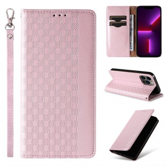 Magnet Strap Case for iPhone 12 Pro Pouch Wallet + Mini Lanyard Pendant Pink