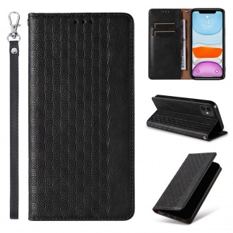 Magnet Strap Case for iPhone 13 mini cover wallet + mini lanyard pendant black