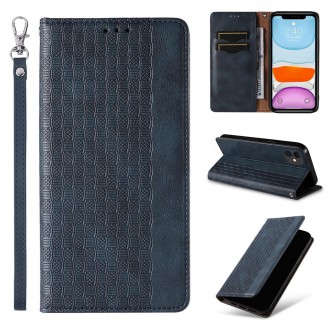 Magnet Strap Case for iPhone 13 mini cover wallet + mini lanyard pendant blue