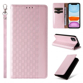 Magnet Strap Case for iPhone 13 Pouch Wallet + Mini Lanyard Pendant Pink