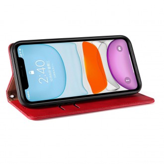 Magnet Strap Case for iPhone 13 Pouch Wallet + Mini Lanyard Pendant Red