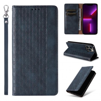 Magnet Strap Case for iPhone 13 Pro Max Pouch Wallet + Mini Lanyard Pendant Blue