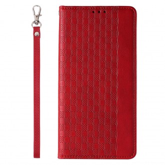Magnet Strap Case Case for iPhone 13 Pro Max Pouch Wallet + Mini Lanyard Pendant Red