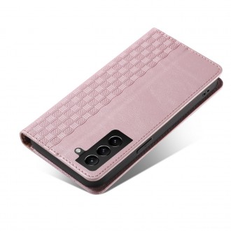 Magnet Strap Case Case for Samsung Galaxy S22 + (S22 Plus) Pouch Wallet + Mini Lanyard Pendant Pink