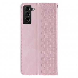 Magnet Strap Case Case for Samsung Galaxy S22 + (S22 Plus) Pouch Wallet + Mini Lanyard Pendant Pink