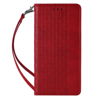 Magnet Strap Case Case for Samsung Galaxy S22 + (S22 Plus) Pouch Wallet + Mini Lanyard Pendant Red