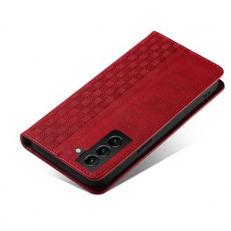 Magnet Strap Case Case for Samsung Galaxy S22 + (S22 Plus) Pouch Wallet + Mini Lanyard Pendant Red