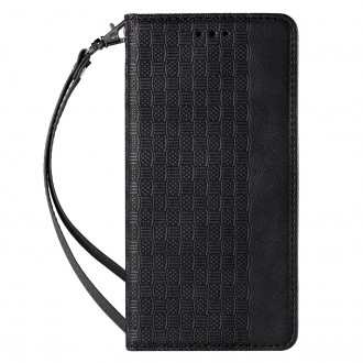 Magnet Strap Case Case for Samsung Galaxy S22 Ultra Pouch Wallet + Mini Lanyard Pendant Black