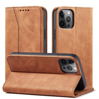 Magnet Fancy Case Case for iPhone 12 Pro Pouch Card Wallet Card Stand Brown
