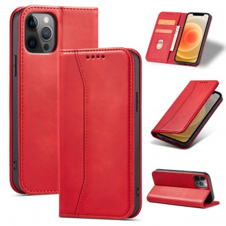 Magnet Fancy Case Case for iPhone 12 Pro Pouch Wallet Card Holder Red