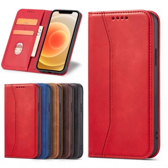 Magnet Fancy Case Case for iPhone 12 Pro Pouch Wallet Card Holder Red