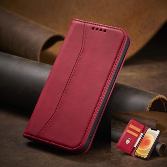 Magnet Fancy Case Case for iPhone 12 Pro Pouch Wallet Card Holder Red