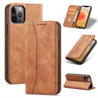 Magnet Fancy Case Case for iPhone 12 Pro Max Pouch Wallet Card Holder Brown