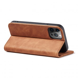 Magnet Fancy Case Case for iPhone 12 Pro Max Pouch Wallet Card Holder Brown