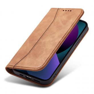 Magnet Fancy Case for iPhone 13 mini cover card wallet card stand brown