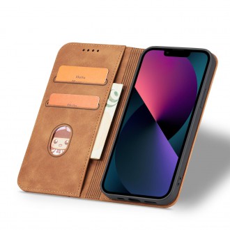 Magnet Fancy Case for iPhone 13 mini cover card wallet card stand brown