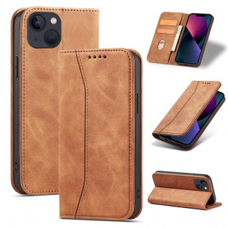 Magnet Fancy Case for iPhone 13 mini cover card wallet card stand brown