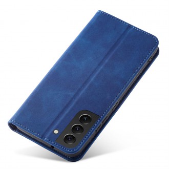 Magnet Fancy Case Case for Samsung Galaxy S22 + (S22 Plus) Pouch Wallet Card Holder Blue