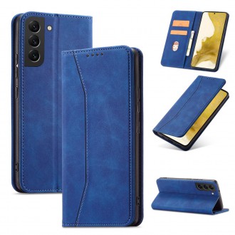 Magnet Fancy Case Case for Samsung Galaxy S22 + (S22 Plus) Pouch Wallet Card Holder Blue