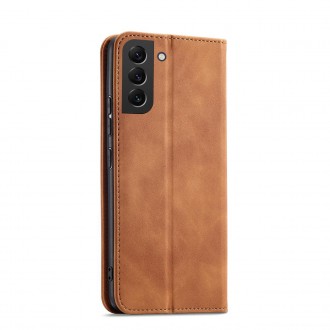 Magnet Fancy Case Case for Samsung Galaxy S22 + (S22 Plus) Pouch Wallet Card Holder Brown