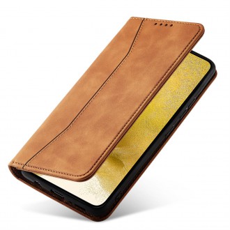 Magnet Fancy Case Case for Samsung Galaxy S22 + (S22 Plus) Pouch Wallet Card Holder Brown