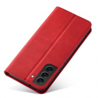 Magnet Fancy Case Case for Samsung Galaxy S22 + (S22 Plus) Pouch Wallet Card Holder Red