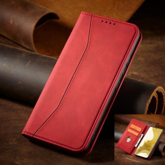 Magnet Fancy Case Case for Samsung Galaxy S22 + (S22 Plus) Pouch Wallet Card Holder Red