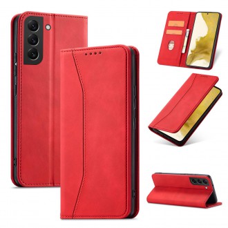 Magnet Fancy Case Case for Samsung Galaxy S22 + (S22 Plus) Pouch Wallet Card Holder Red