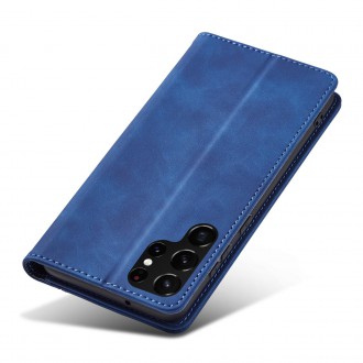 Magnet Fancy Case Case for Samsung Galaxy S22 Ultra Cover Card Wallet Card Stand Blue