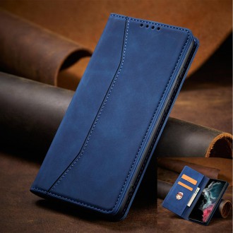 Magnet Fancy Case Case for Samsung Galaxy S22 Ultra Cover Card Wallet Card Stand Blue