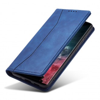 Magnet Fancy Case Case for Samsung Galaxy S22 Ultra Cover Card Wallet Card Stand Blue