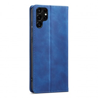 Magnet Fancy Case Case for Samsung Galaxy S22 Ultra Cover Card Wallet Card Stand Blue