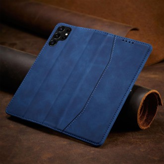 Magnet Fancy Case Case for Samsung Galaxy S22 Ultra Cover Card Wallet Card Stand Blue
