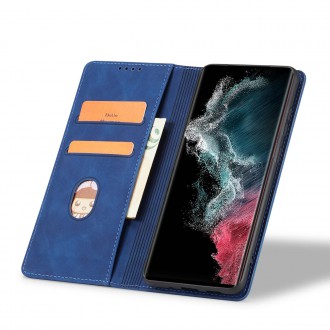 Magnet Fancy Case Case for Samsung Galaxy S22 Ultra Cover Card Wallet Card Stand Blue
