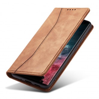 Magnet Fancy Case Case for Samsung Galaxy S22 Ultra Cover Card Wallet Card Stand Brown