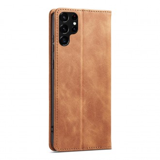 Magnet Fancy Case Case for Samsung Galaxy S22 Ultra Cover Card Wallet Card Stand Brown